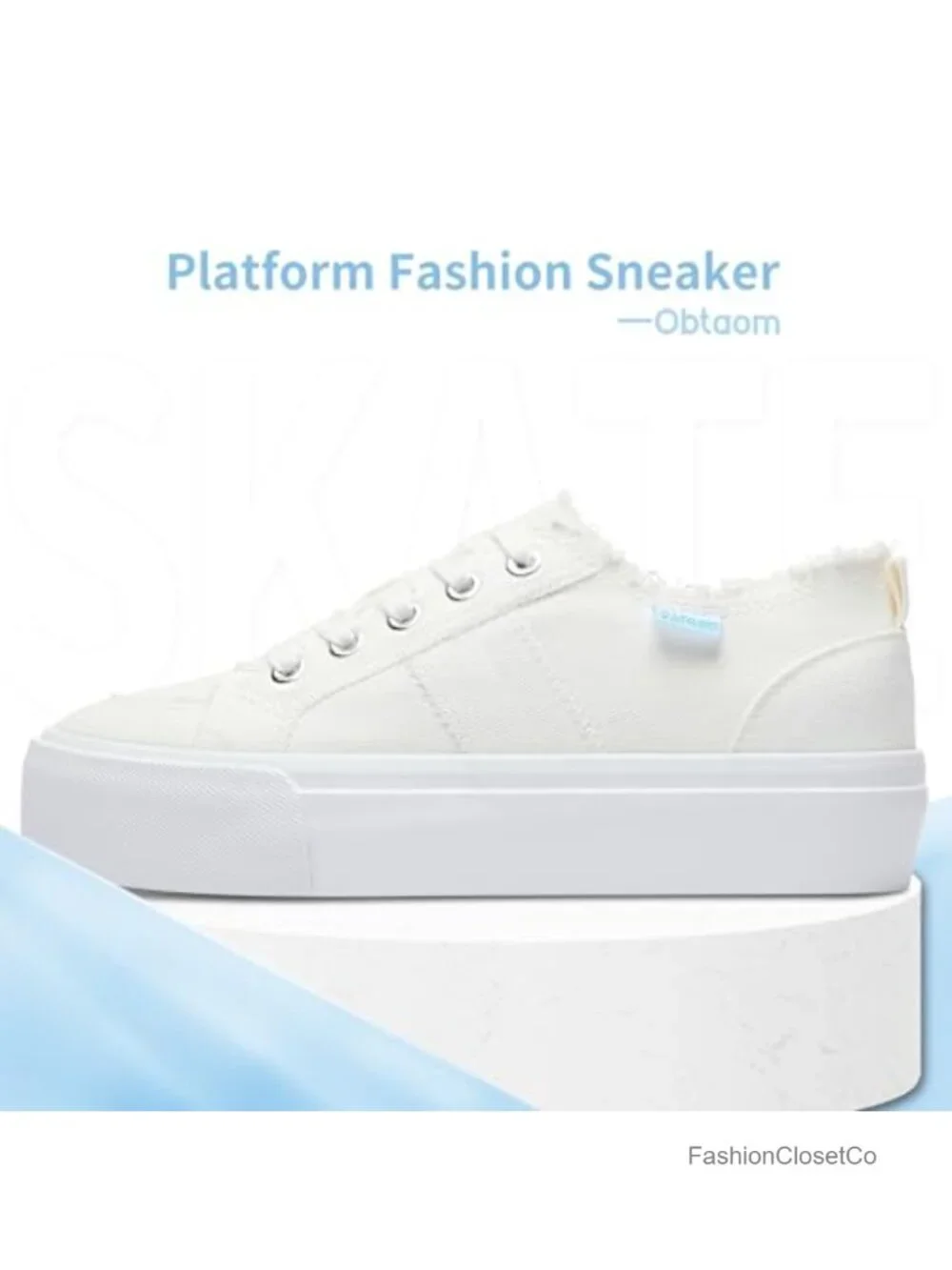 Women's Cotton Canvas Platform Sneakers Lace Up Low Top Walking Shoes